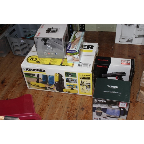 86 - Boxed as new electrical items including Karcher cleaner, Swan toaster, Tower glass kettle, Cuisinat ... 