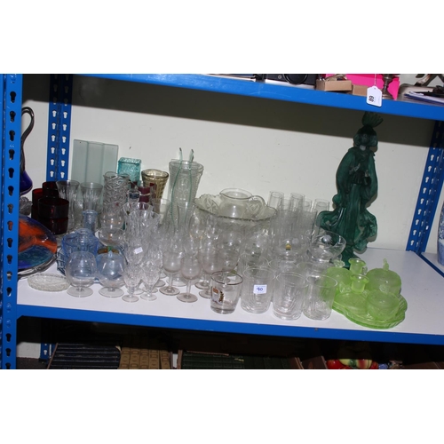 90 - Large collection of glassware including Bohemian glass, glass trinket sets, bowls, comports, vases, ... 