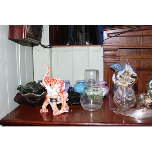 94 - Three Carnival glass bowls, glass chandelier, Uredale Jack in the Pulpit glass vase and five other U... 