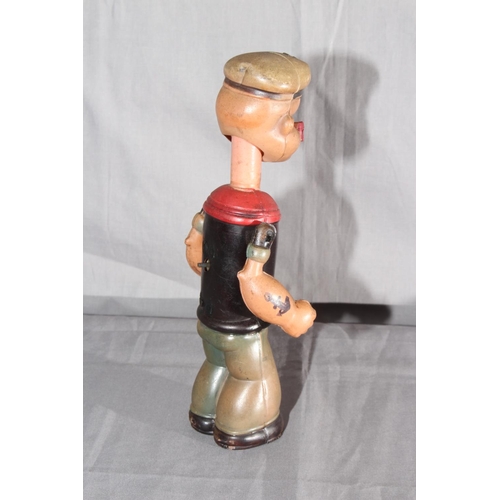 10 - Japanese King Features Syndicates clockwork Celluloid Popeye figure 8'' tall.   Very Good clockwork ... 