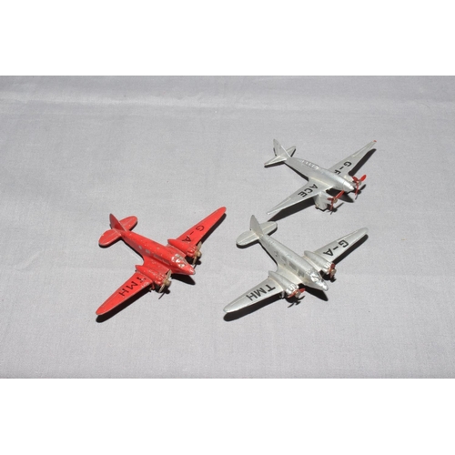 103 - Three x Dinky Aircraft.  Two x 62m Light Transport and pre war 60g Comet.   Very Good with wear unbo... 