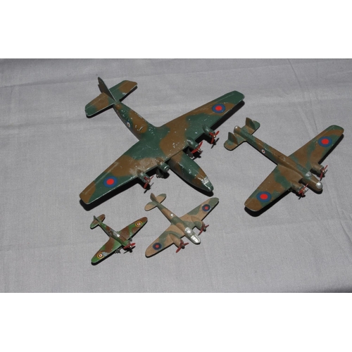 109 - Four x Dinky military aircraft.   68A Ensign Airliner, 62t Whitly Bomber, 62d Bristol Blenheim 62h H... 