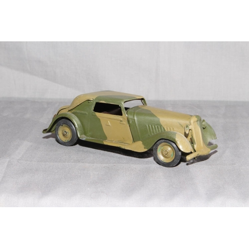 31 - Triang Minic 19M CF clockwork tinplate Army Vauxhall Cabriolet.   Excellent unboxed, clockwork motor... 