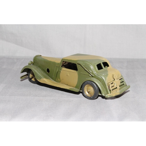 31 - Triang Minic 19M CF clockwork tinplate Army Vauxhall Cabriolet.   Excellent unboxed, clockwork motor... 