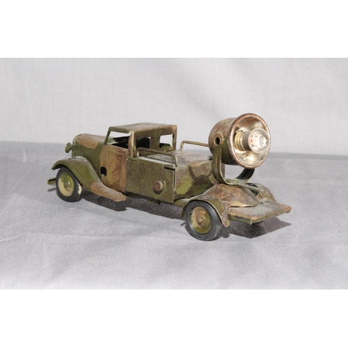 32 - Triang Minic 49M ECF clockwork tinplate Army Searchlight Lorry.   Very Good unboxed, clockwork motor... 