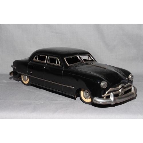 37 - Gunthermann US Zone Germany clockwork tinplate Ford Four Door Sedan.   Very Good unboxed, clockwork ... 