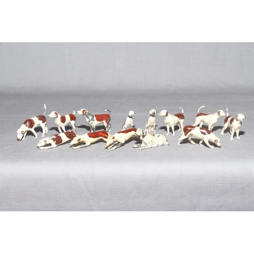 71 - Britains The Hunt figures including Mounted and Standing figures along with Hounds.   Good to Very G... 