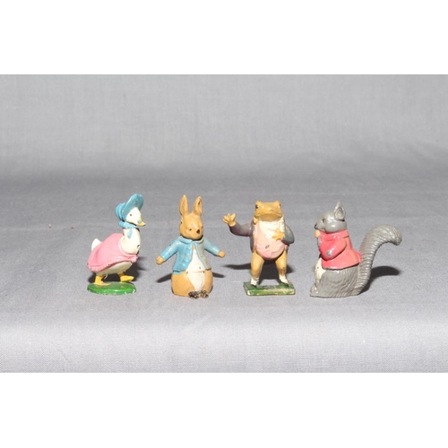 76 - Timpo Peter Rabbit set comprising Mrs Jemima Puddle duck, Peter Rabbit, Timmy Tip Toes and Jeremy Fi... 