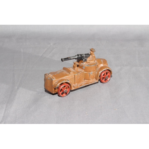 91 - Dinky Pre War Lead Tank, Johillco Armoured Car and Tanks in Action book.   Very Good to Excellent un... 