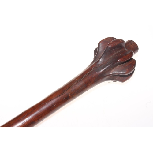 167 - Large and heavy Chiefly Fijian Waka/Vunikau club, the handle with tavatava carving, the seven circul... 