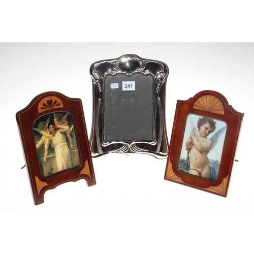241 - Two inlaid and one EPNS Art Nouveau style easel photograph frames (3).