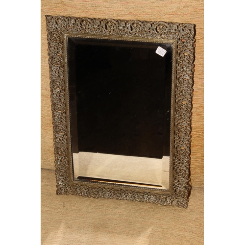 138A - Pierced brass framed bevelled easel mirror.