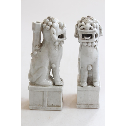 163 - Pair Chinese glazed porcelain Foo dogs, 22.5cm.