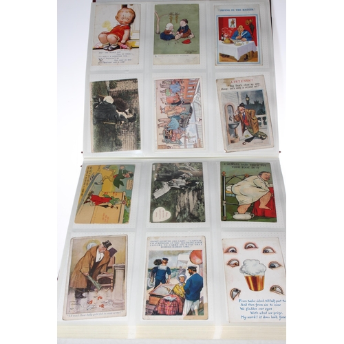 129 - Album of vintage comic postcards, approximately 300 including Donald McGill, Bamforth, Tempest, etc.