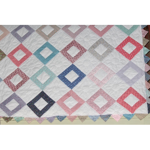 8 - Handmade Armish quilt, approximately 2.5 metres by 2.3 metres, purchased by donator in Michigan, USA... 