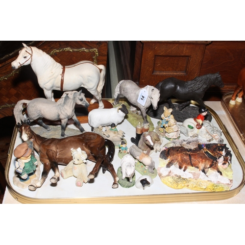 14 - Beswick and other Horses, Thelwell ponies, Border Fine Art group, etc.