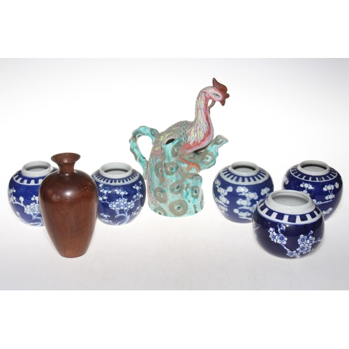 178 - Collection of fourteen pieces of Chinese ware including ginger jars, peacock teapot, bowls, etc.