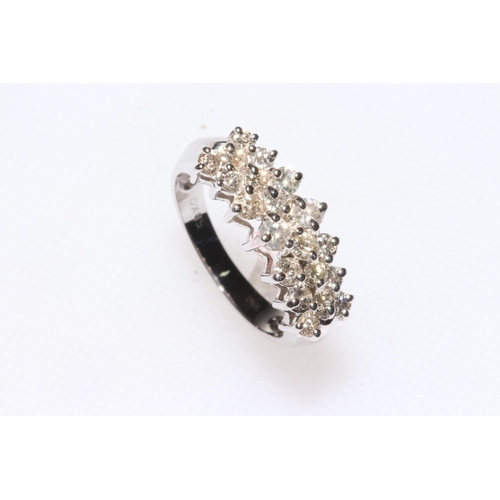 190 - Diamond twenty stone 14k white gold ring having rows of diamonds in stepped setting, size N, approxi... 