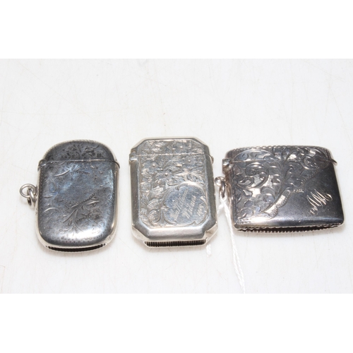 209 - Three silver vesta cases, Birmingham 1898, 1900 and 1912.