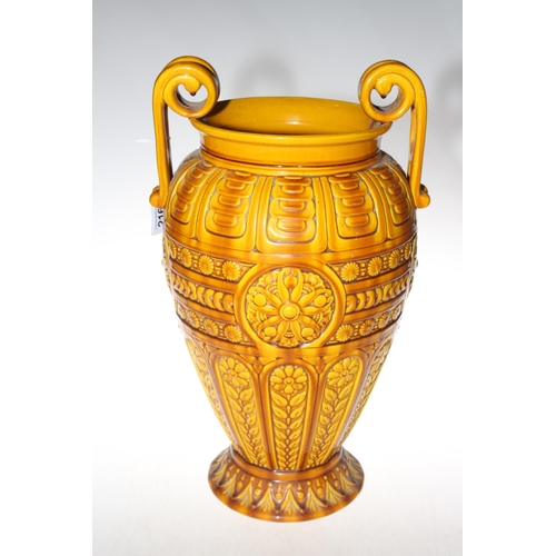 216 - Large Linthorpe Pottery vase, moulded with stylised foliage and pattern, shape no. 2059, 44cm.