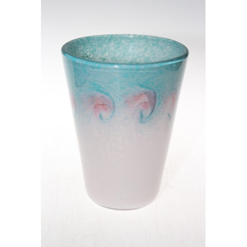 285 - Monart opaque glass vase with coloured swirls, 20cm.