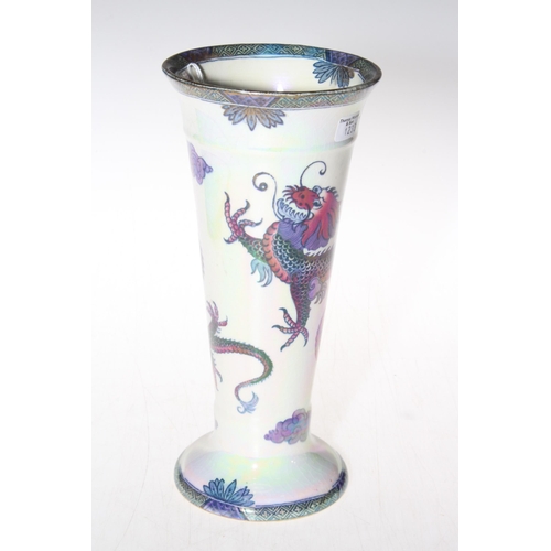 286 - Maling lustre dragon vase, 22cm, restored.