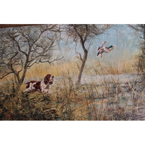 304 - Henry Wilkinson (British 1921-2011), Springer Spaniel and Mallard, oil on canvas, signed lower right... 