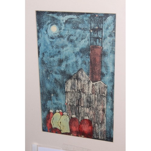 309 - Tom McGuinness (1926-2006), Night Shift, watercolour, unsigned, 30cm by 17cm, framed. Note: Purchase... 