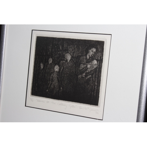 315 - Tom McGuinness (1926-2006), Women at the Colliery Gates, limited edition etching, signed and dated 1... 