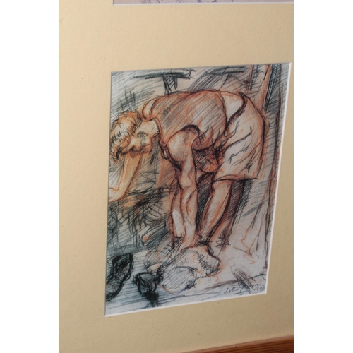 317 - Tom McGuinness (1926-2006), two prints of Conte drawing and Conte on paper 1948, Miner Undressing an... 