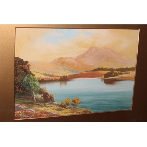 318 - Rowland Stead, Lake scene, watercolour, 18cm by 27cm, gilt frame.