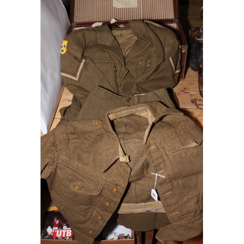 33 - WWII ATS uniform, suitcase containing accessories, telegrams, Royal Signals 1945 calendar, ATS & VAD... 