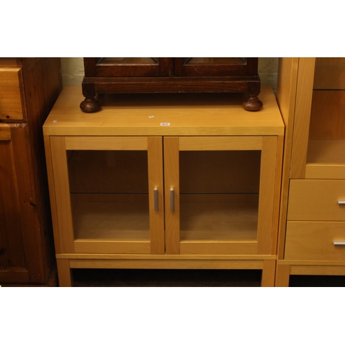 345 - Morris Furniture two drawer display cabinet and matching glazed door entertainment unit (2).