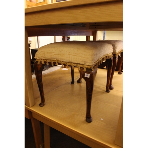 358 - Victorian carved oak hall table, similar side chair and two cabriole leg stools (4).