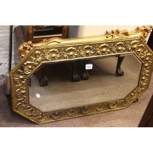 371 - Two early 20th Century china cabinets, brass framed wall mirror and gilt framed wall mirror (4).