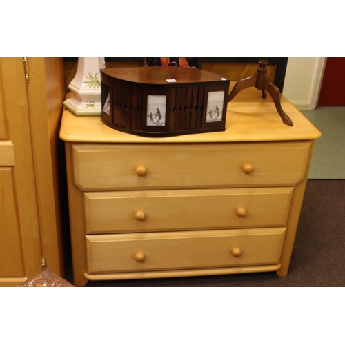 375 - Light wood five piece bedroom suite comprising four door wardrobe, pedestal dressing table, dressing... 