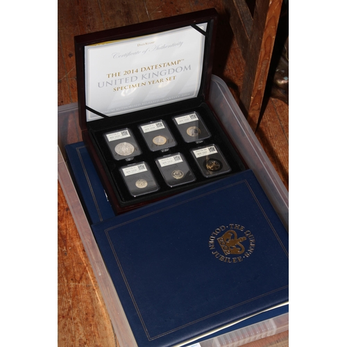 48 - 1902 to 1942 3d silver coins, 2014 DateStamp UK Specimen Year Set, 1992 UK Brilliant Uncirculated co... 