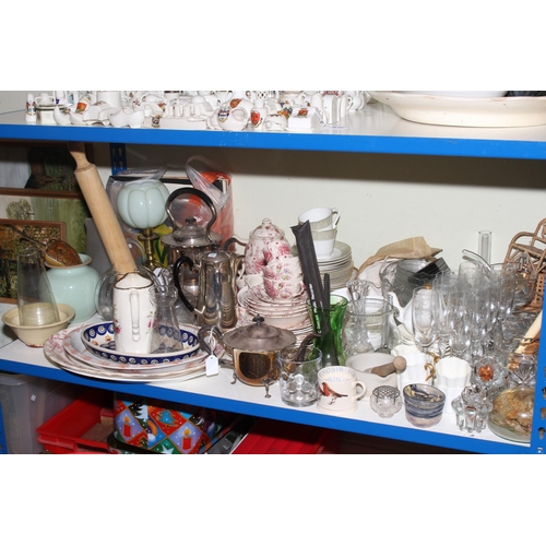 76 - Assorted tea and dinnerware, kitchen scales and bell weights, silver plated ware, costume jewellery,... 