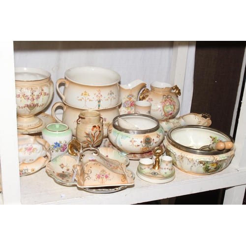 97 - Collection of Crown Devon and Crown Ducal including chamber pots, jugs, vases, salad bowl and server... 