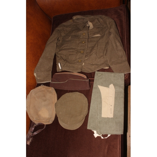 33 - WWII ATS uniform, suitcase containing accessories, telegrams, Royal Signals 1945 calendar, ATS & VAD... 