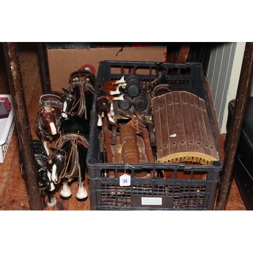 33 - Collection of pottery Shire horses, caravan, dray carts, etc.