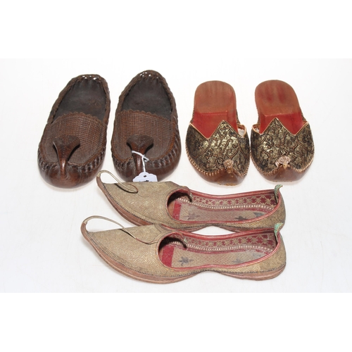 174 - Three pairs of Islamic shoes.