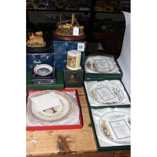 46 - Border Fine Arts JH37 and A0906, four Minton Alice in Wonderland plates, Royal Worcester money box, ... 