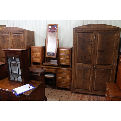 571 - Graham 'Swan Man' Duncalf pair double door wardrobes, similar dressing table and stool, pair three d... 