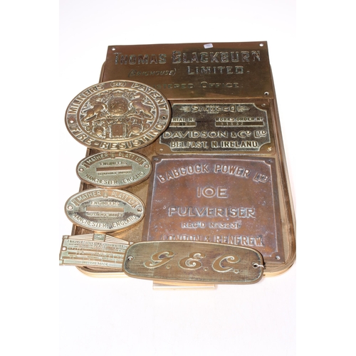 9 - Collection of various brass and bronze plaques.