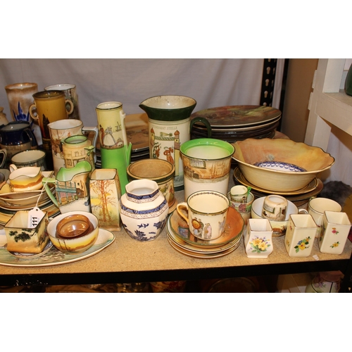 111 - Good collection of Royal Doulton pottery including Lambeth, collectors plates, two handled vases, et... 