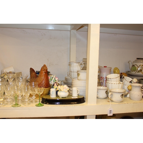 115 - Collection of pottery, glass, dolls, books, Victorian porcelain, etc.