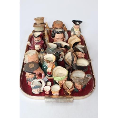 12 - Collection of twenty two Royal Doulton small character jugs including Pickwick whisky ceramics.