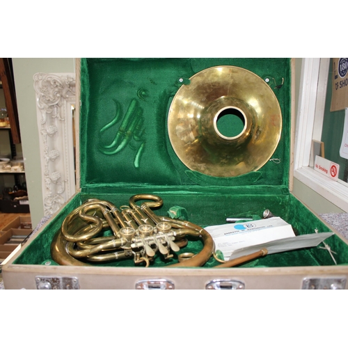 154 - Chinese made French Horn outfit no. 705, with 1970 receipt.