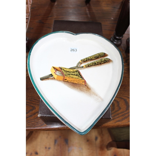 263 - Wemyss Ware heart shaped painted dish, 31cm.